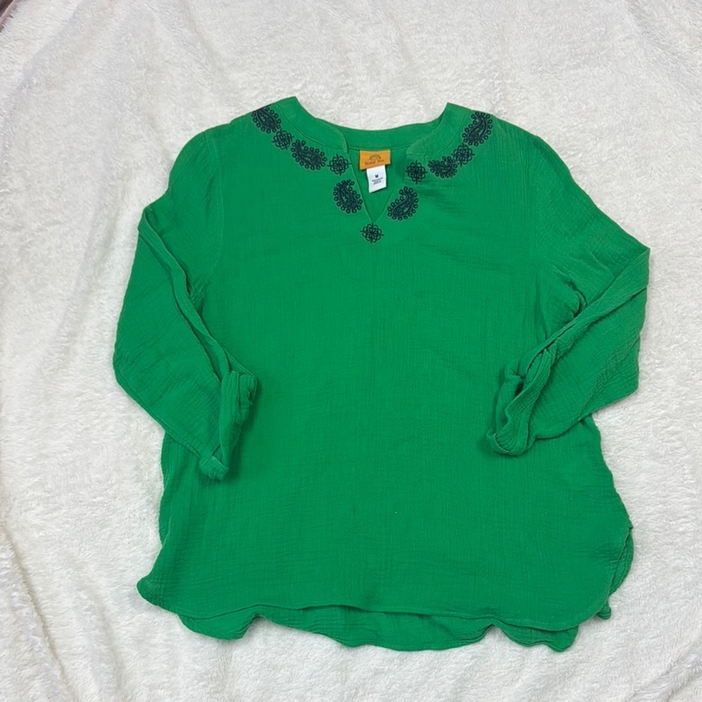 Ruby Rd. Green Embellished Tunic with Relaxed Fit